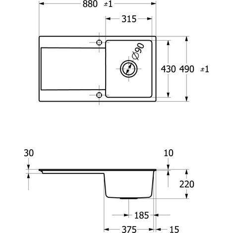 Villeroy & Boch 33351FRW SP Siluet 50 plat 880x490 mm Ablgarn.