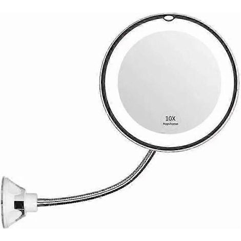 Miroir à ventouse grossissant x10 avec lumière fluorescente et rotation à 360 degrés. miroir de coiffeuse portable. (1/5)