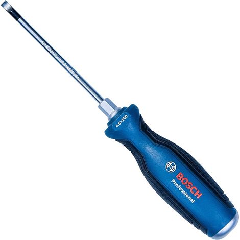 Bosch Professional 1600A01TF9 Tournevis plat, chrome vanadium, poignée souple avectête enacier, bleu, SL4.5 x 100mm (1/4)