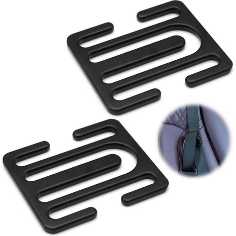 2 Pièces Ajusteurs de Ceinture de Sécurité Cou Anti-étranglement Clip de Verrouillage Universel Rallonge Ceinture de Sécurité Voiture pour le Cou et les Épaules Noir (1/5)