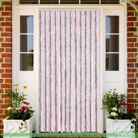 Rideau anti-mouches - FAFEISY - Chenille - Gris argenté/rose - 100x220 cm - Silencieux et sûr (1/5)
