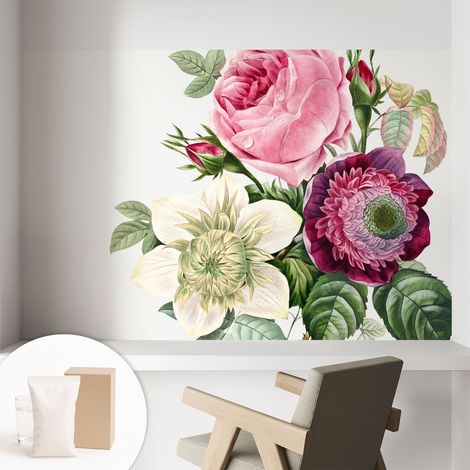 Papier peint intissé décoratif avec motifs pour salon et chambre a motif - Colle incluse gratuite Bouquet de fleurs 104x70 cm (1/5)