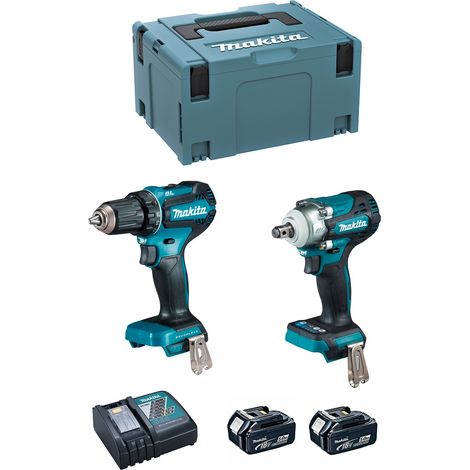Makita kit dlx2452tj (ddf485 + dtw300 + 2 x 5,0 ah + dc18rc + makpac 3) 0088381747158 (1/5)