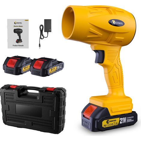 Souffleur de feuilles sans fil 21V avec 2 batteries 2.0Ah – Vitesse 200M/S – Moteur 700W – Chargeur et boîte de rangement inclus (1/5)
