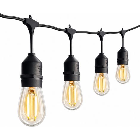 Guirlande Lumineuse Extérieure S14 Résistante à l’Eau, 10 Douilles E27 Suspendues avec Prise UE, Ampoules Non Incluses (1/5)