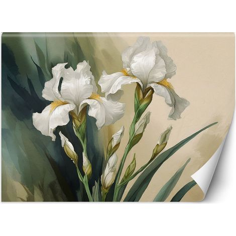 Fototapete Weißes Aquarell Blumen 100x70 cm