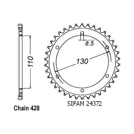 Couronne Tzr 125 R 1994-1996 - 428 - 46 Dents - Similaire JTR1870