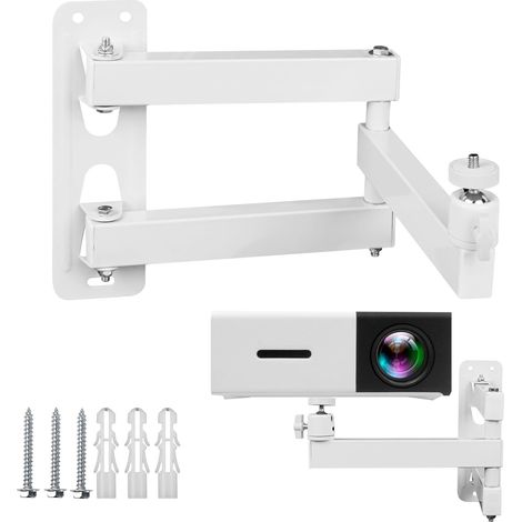 Support de Projecteur, Support Mural de Beamer en Métal, Support de Projecteur Multi Angle Réglable, pour Projecteurs et les Supports de Surveillance, avec Interface à Vis 1/4 Pouce et Bras Articulé (1/5)