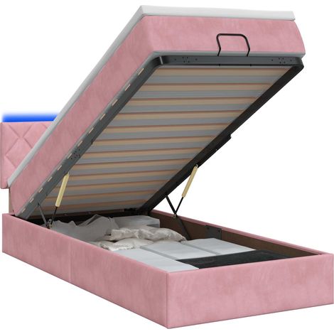 Maison Exclusive - Letto Ottomano con Materasso e LED Rosa 100 x 200 cm Velluto (1/5)