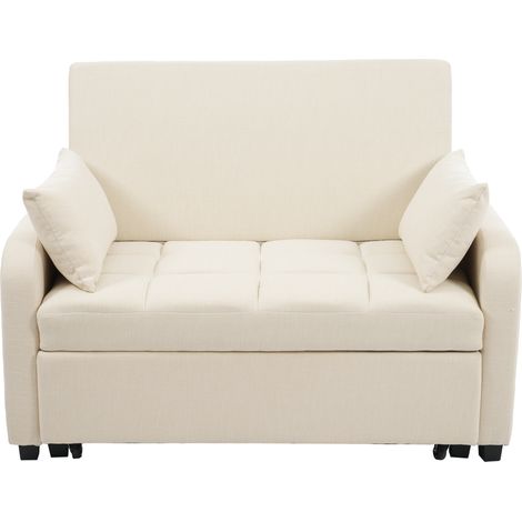 Divano letto pieghevole multifunzione beige 127 x 75 x 94 cm con schienale regolabile e 2 cuscini (1/5)