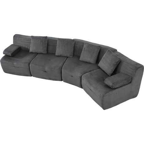 4-Sitzer modulares Sofa aus Cord, dunkelgrau, ohne Montage, 311 x 90 x 65 cm (1/5)