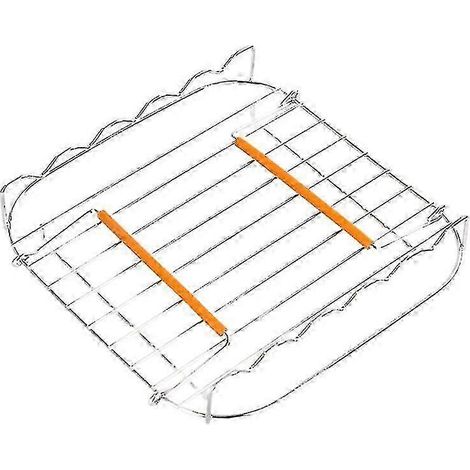 Grille de cuisson carrée polyvalente de 20 cm (8 pouces) pour friteuse à air chaud, en acier inoxydable, avec brochettes et plaque de cuisson. (1/5)
