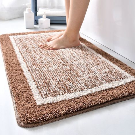 Tapis De Bain - Microfibre Absorbant Non-Dérapant - Pour Salle De Bain Chambre Salon Cuisine - 50 X 80 Cm - Or (1/5)