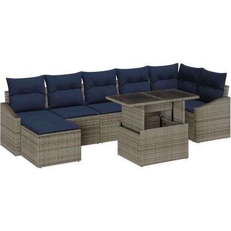 Garden Sofa Set with Cushion with Storage 8 pcs Grey and Navy vidaXL (1/5)