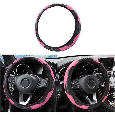 Couvre Volant en Microfibre Cuir Souple, Respirant et Antidérapant, Caches de Volant pour Voiture Van Truck SUV (Rose) (1/5)