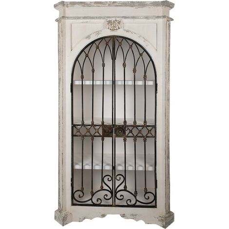 Armoire de Rangement en Bois et Métal Style Shabby Chic Beige et Noir 102x42x190 cm - PANGIVO (1/5)