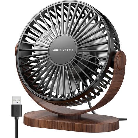 Ventilador de escritorio portátil recargable por USB, ultra silencioso (45 dB), 3 velocidades, mini ventilador de escritorio para el hogar y la oficina, para uso interior y exterior. (1/5)