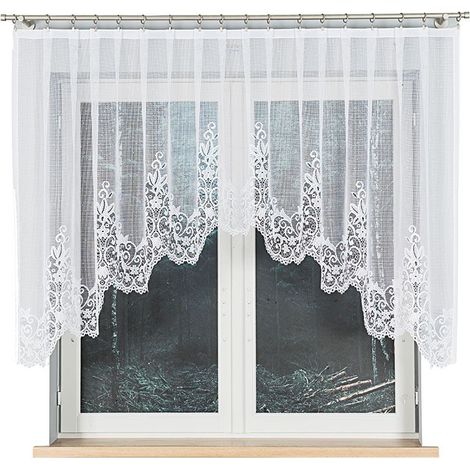 Berenika - Rideau jacquard prêt à poser avec fente en bas - 330 x 130 cm - blanc (1/5)