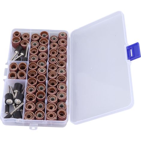 Kit de ponçage à tambour de 168 pièces avec 12 mandrins pour le travail du bois en atelier. (1/5)