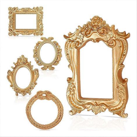 Lot de 5 cadres photo vintage en résine, style gothique, ovales et rectangulaires. (1/5)