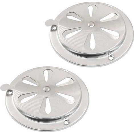 Lot de 2 plaques de ventilation BBQ – 125 mm – Acier inoxydable – Contrôle d'air pour fumoir, bateau, camping-car – Grille à ouïes (1/5)