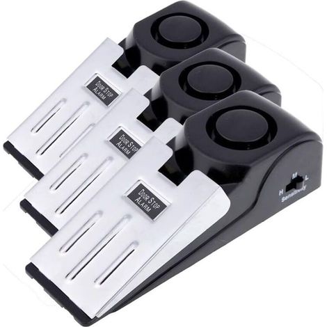 3-Pack Safety Wedge Arrêt de porte Arrêt d'alarme Blocage Voyage Alerte de sécurité domestique 120db (pack de 3) MS-M68（Batterie Non Incluse） (1/5)