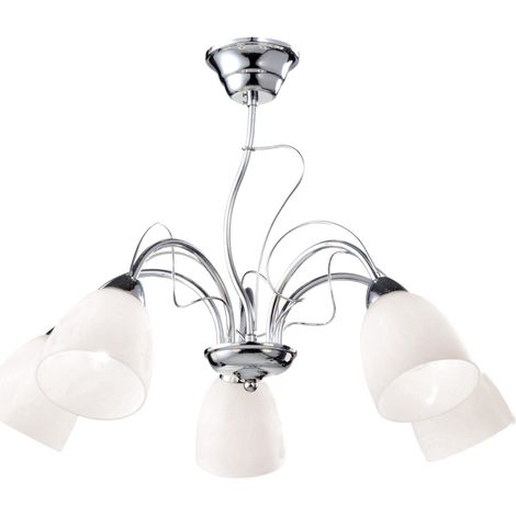 Lustre chrome 5xE27 globes opales Kaja Aron KJSL6218/5CHR (1/4)