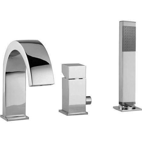 Miscelatore bordo vasca con bocca di erogazione a cascata Paffoni serie Level LES040CR  Cromato - Ottone