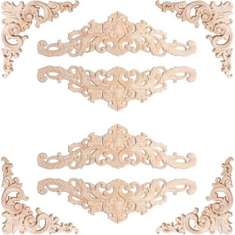 Ornements en bois pour meubles - Ornements, Sculpture sur bois, Décoration, Bois, Décoration de meubles, Applique, Bois naturel 12 x 12 cm, 30 x 8 cm (1/5)