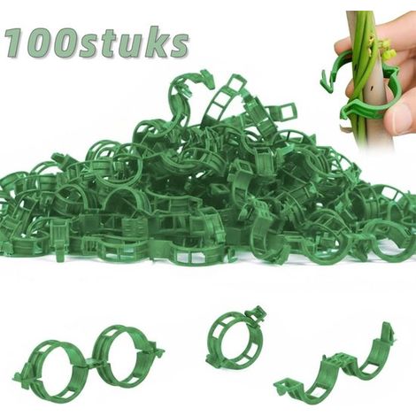 100 Pflanzenclips aus Kunststoff Pflanzenstützen für Tomaten und Kletterpflanzen Nachhaltige Gartenclips wiederverwendbar für Kletterpflanzen, We (1/5)