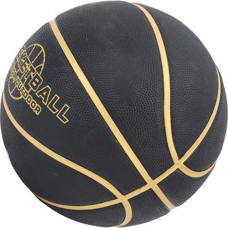 Ballon de basket noir pour l'entraînement, résistant à l'usure, sûr, grosses particules, facile à prendre en main, ballon de basket en caoutchouc pour adolescents, école, taille 5 (22,6 cm/8,9 pouces) (1/5)
