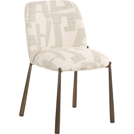 Chaise design beige graffic pieds bronze brossé élégance salle à manger - Beige graffic pieds bronze brossé (1/5)
