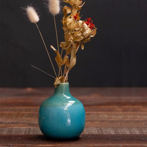 Vase céramique bleu vert 9x9cm (1/3)