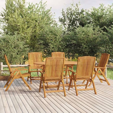 Lot de 6 Chaises de jardin inclinables - Chaises d'extérieur pour terrasse/jardin bois massif de teck BV392276 - BonneVie (1/5)