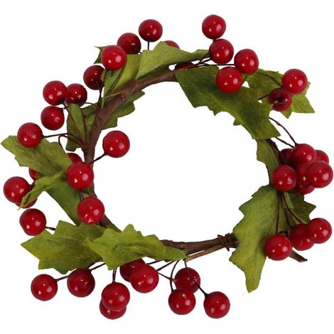 Ghirlanda di sorbo rosso come decorazione per candele, 15 cm