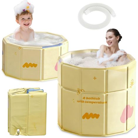 Baignoire pliable - 70 x 70 cm - Baignoire pliable avec entrée step-in pour personnes âgées et enfants - Baignoire mobile portable pour l'intérieur, bain glacé, bain chaud et utilisation mobile (1/5)