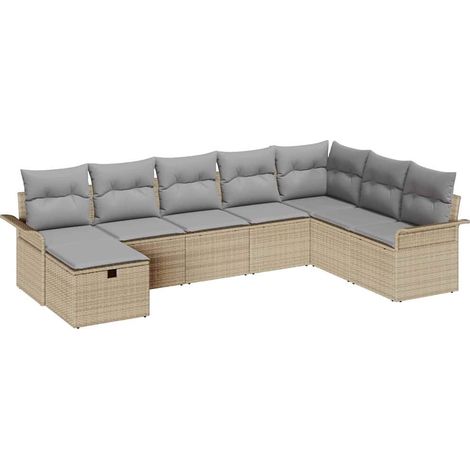 Garden Sofa Set 8 pcs Beige and Light Grey Poly Rattan vidaXL (1/5)