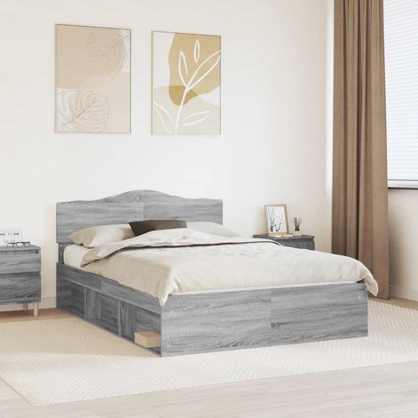 Cadre de lit-Structure de lit Gris Sonoma 140 x 200 cm Bois de pin massif 390009 (1/5)