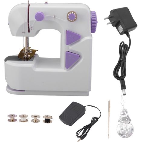 Mini Sewing Machine Portable Home Electric Micro Mini Desktop Sewing Machine 100‑240V for Small Projects Quick Repairs US Plug (1/5)
