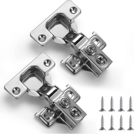 Charnières d'armoire, 2 pack de charnières inox Overlay Soft Close, pour charnière de porte d'armoire de cuisine, avec vis de fixation (1/5)