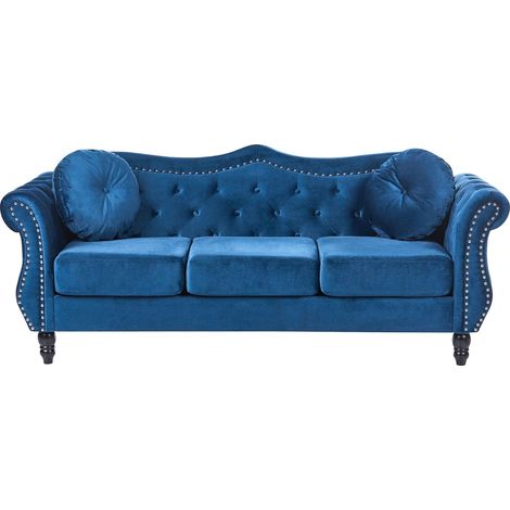 Sofa 3-Sitzer SKIEN Samtstoff Marineblau (1/5)