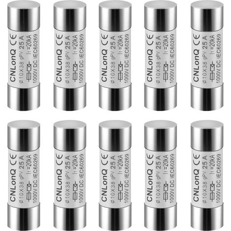 Fusible Solaire PV, 10 pièces Fusibles Photovoltaïque gPV Type Fusible Link HSPV-30 10x38mm pour Système Solaire Photovoltaïque 25A DC 1000V (1/5)