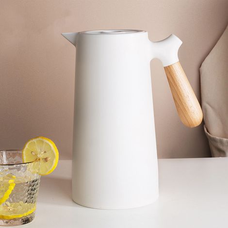 Bouilloire isotherme sous vide pour thé, eau et café, doublure en verre multicouche, blanche, 1 L, idéale pour la maison et le camping. (1/5)