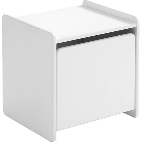 BODHI WHITE - Chevet 1 Porte avec Rebords Blanc (1/3)