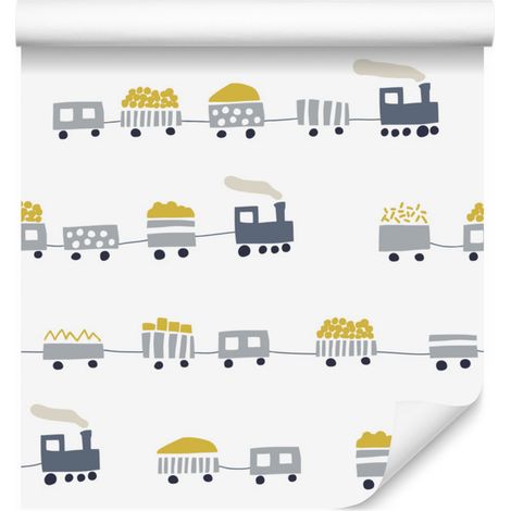 Papel pintado de locomotoras de vapor de cuento de hadas para salón y dormitorio, 50x1000 cm. (1/5)