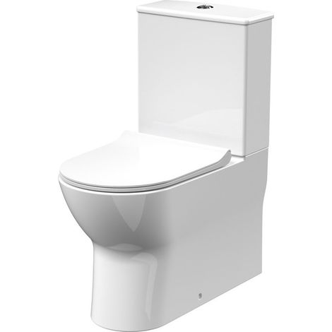 Rimless Flush to Wall Close Coupled Pan, Cistern & Seat - TOILETSET9