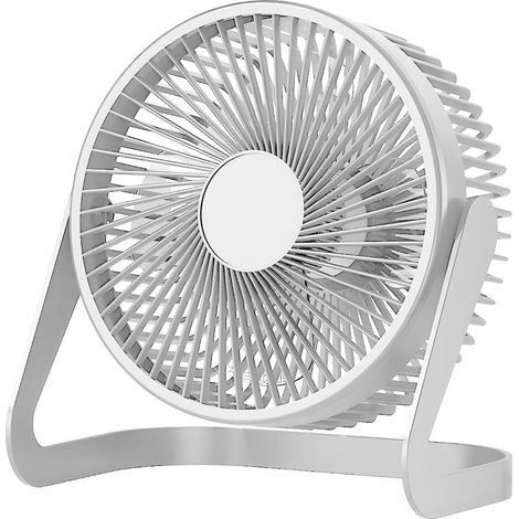Ventilateur de bureau, petit ventilateur USB portable, 2 vitesses, rotation à 360 degrés, adapté au travail/aux études (blanc) 6,5 pouces