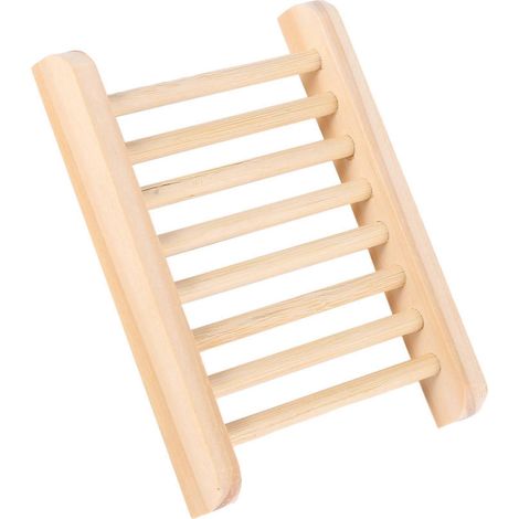 Porte-savon en bois couleur bois 12 x 9 x 1,7 cm (1/5)
