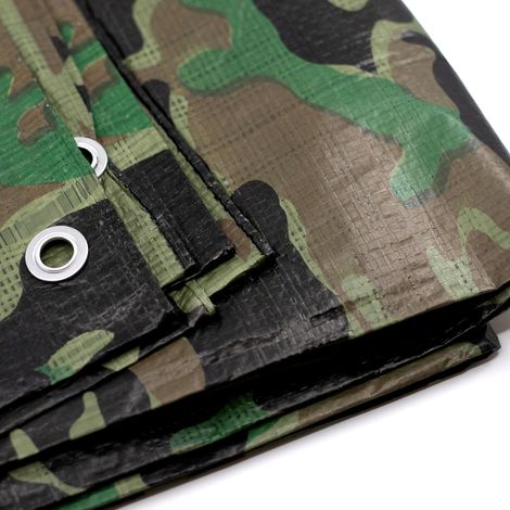 Bâche de protection camouflage imperméable 1,5 x 6 m + 1 aimant d'image - Bâche en tissu avec œillets - Bâche de jardin - Bâche de jardin - Bâche de camouflage pour l'extérieur et le jardin - Bois (1/5)