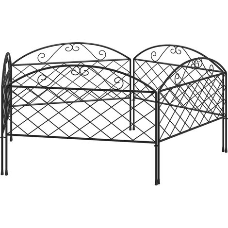Lot de 5 Panneaux de Clôture de Jardin Décoratives en Métal pour Bordure et Parterre de Fleurs 305x43cm
